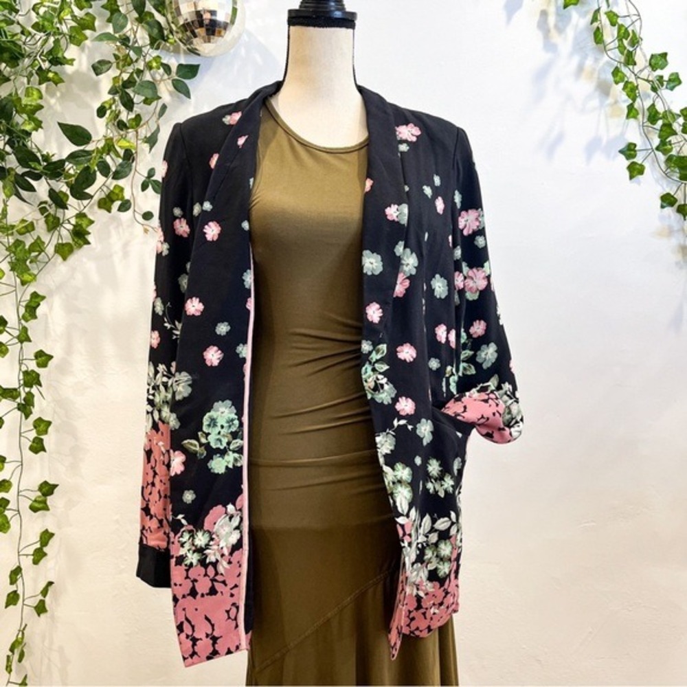 Anthropologie Merielle Kimono Floral Oversized Long Blazer Size XS S - Picture 3 of 13